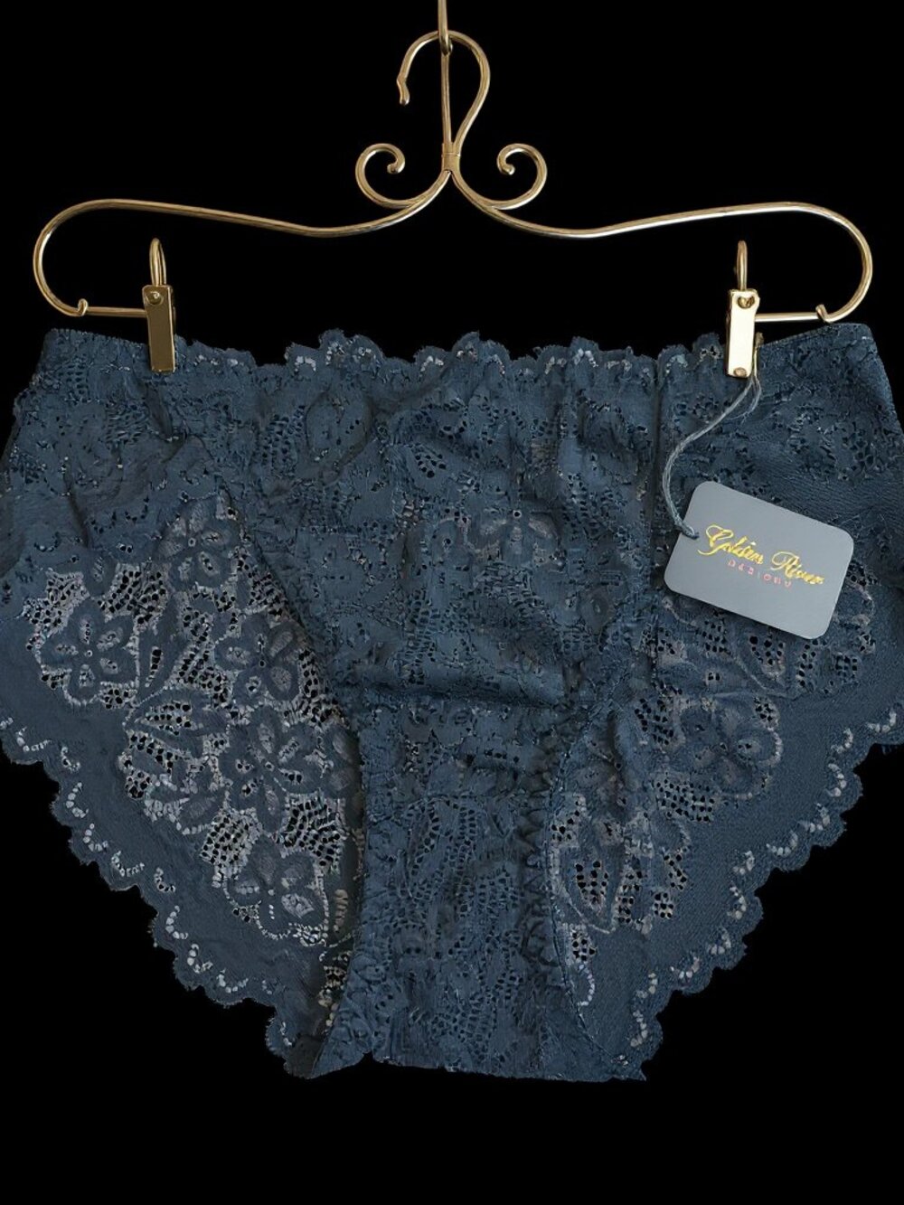 Brand New Low Rise Lace Panties - Indigo Blue